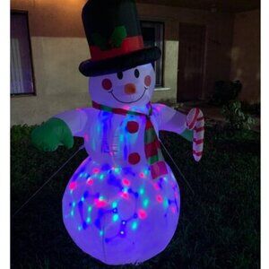🆕6ft Christmas Inflatable Snowman Blow up Rotating LED Light Outdoor Decoration